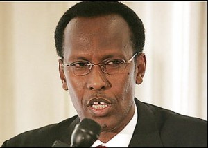 Somalia Prime Minister Ali Mohamed Gedi address delegates during a meeting of the Intergovernmental Authority on Development, or IGAD, Tuesday, June 13, 2006 in Nairobi, Kenya.The European Commissioner for Development and Humanitarian Affairs Louis Michel suggested Tuesday easing the arms embargo against Somalia's transitional government, which was so weak it could only watch from the sidelines as a fundamentalist Islamic militia battled warlords and seized its capital.(AP Photo/Karel Prinsloo)