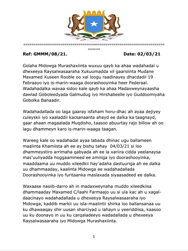 MIDAWGA MUSHARRIXIINTA SOMALIA 2021